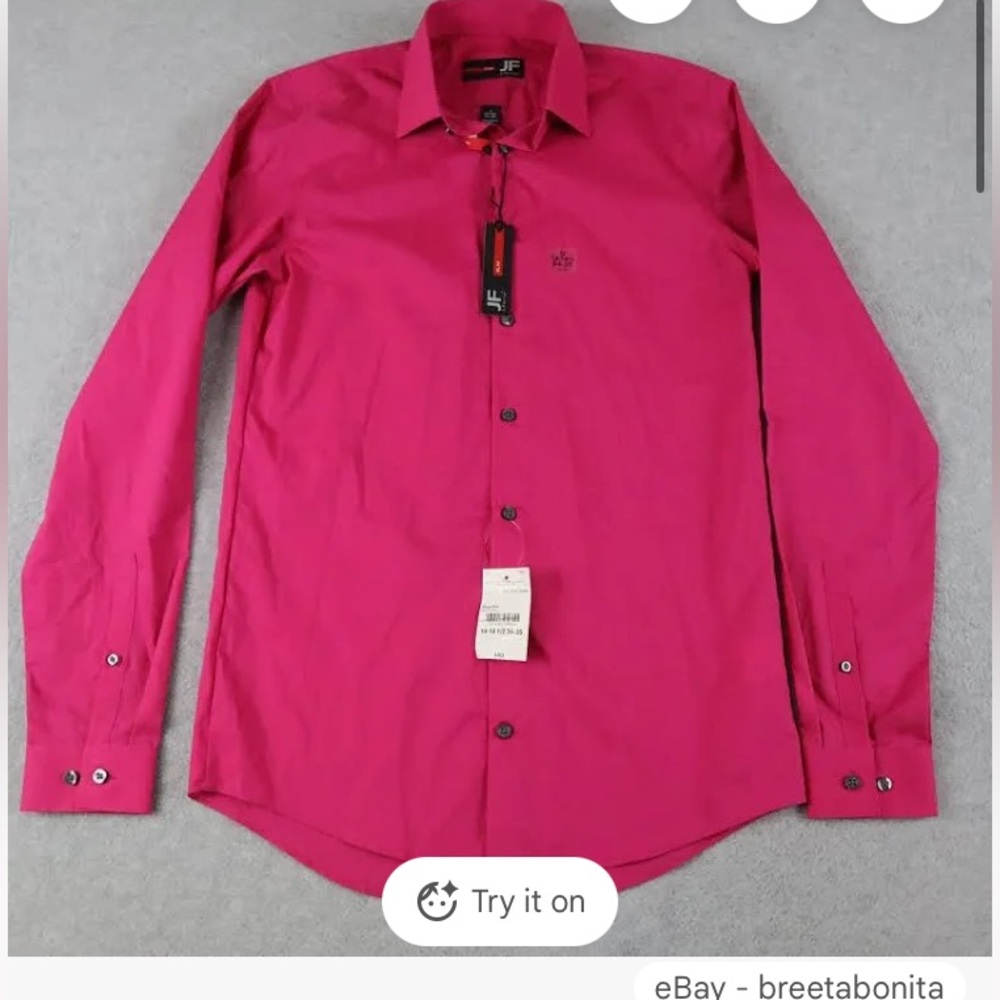 jf j.ferrar Men's Vibrant Pink Dress Shirt